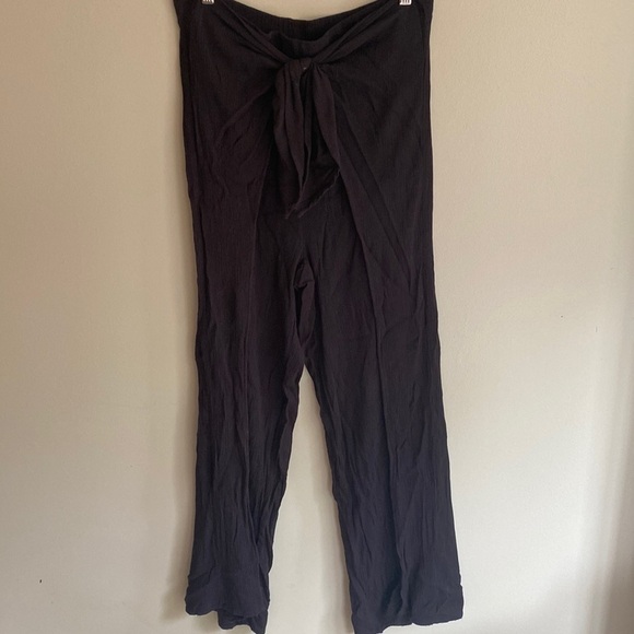 Kona Sol Womens Swim Cover Up Pants XL Black Tie front split leg - Picture 1 of 6
